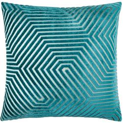 Paoletti Funda de cojín de Terciopelo Evoke: Lujosa Funda de cojín Cuadrada Decorativa con Estampado de chevrones (Verde Azulado - 55x55cm)
