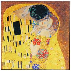 Artopweb TW22314 KLIMT Il Bacio Detail Decorative Panel, Wood MDF, Multicolour, 50x50 Cm