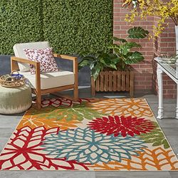 NOURISON Aloha Tapis de Sol d'intérieur/extérieur à Motif Floral Vert 1,2 x 1,8 m