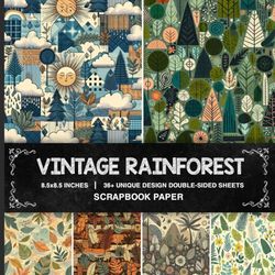 Vintage Rainforest Scrapbook Paper: 36 Double-Sided Decorative Paper for Crafting, Scrapbooking, Journaling, and DIY Projects