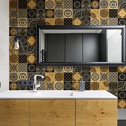 Ambiance Sticker Self-Adhesive Decorative Wall Decal Cement Tile for Bathroom and Kitchen San Juan - Pack of 9 stickers of 15 x15 cm