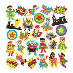 Baker Ross Mosrubberstickers Sterheld (120 stuks) – grappige schuimrubberen stickers met Sterheld motieven voor collages en knutselwerk