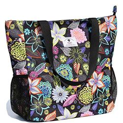 Originele schoudertas met bloemenprint, waterbestendig, groot, voor sportschool, strand, reizen, dagelijks gebruik, L