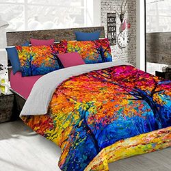 Italian Bed Linen Sogni D' Autore Cubierta de edredón con impresión digital de cobertura completa,250x200cm, SD47, Algodón, DOBLE