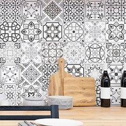 Ambiance Sticker Self-Adhesive Decorative Wall Decal Cement Tile for Bathroom and Kitchen Nuances de Gris Bari - Pack of 9 Stickers of 20 x 20 cm