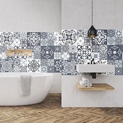 Ambiance Sticker Self-Adhesive Decorative Wall Decal Cement Tile for Bathroom and Kitchen Nuances de Gris Tsamikos - Pack of 60 Stickers of 20 x 20 cm