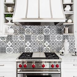 Ambiance Sticker Self-Adhesive Decorative Wall Decal Cement Tile for Bathroom and Kitchen Nuances de Gris Marrakech - Pack of 9 Stickers of 15 x 15 cm