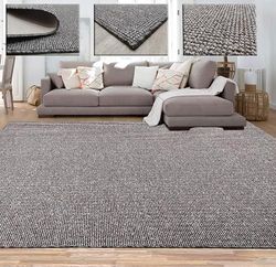 Tadi & Imperio1979 Mjuk matta för vardagsrum, rustik naturlig juteffekt utan hår också för sovrum eller kök, Color Taupe, Hercules Taupe 1419