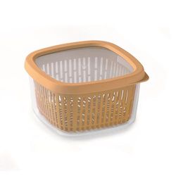 Snips Aroma Keeper Quadrato 1,50 LT, Contenitore per Cibi Cestello Removibile, Chiusura Salvafreschezza, Colore Senape, 17,5 x 17,5 x 10 cm, Made in Italy