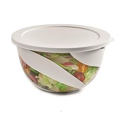 Snips Saladier de couleur blanche, Saladier avec couvercle de 5 litres, Bol de mélange, Fabriqué en Italie