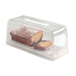 Snips - Soporte para tartas, recipiente rectangular de plástico para tartas con cierre de seguridad, 34,4 x 14,8 x 14,2 cm, fabricado en Italia, sin BPA ni ftalatos, blanco