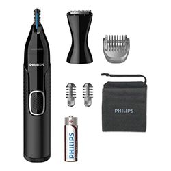 Philips Neustrimmer 5000 Serie - Trim neus-, oor- en wenkbrauwhaar - Volledig afspoelbaar - Huidbeschermer - Roestvrijstalen messen - Geschikt voor onder de douche - Precisiekam - Reisetui - NT5650/16