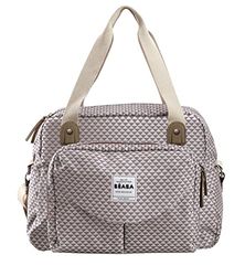 BÉABA – Bolsa de carrinho de bebé Genève II, trocador de fraldas modulável, grande capacidade, bolso dianteiro removível, cores inteligentes cinzento/corail