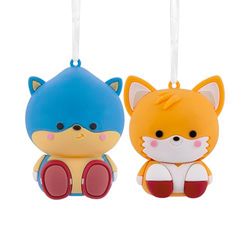 Hallmark Sonic en Tails Beter Samen Magnetische Kerstversieringen, Set van 2, Onbreekbaar