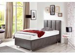 Boxspringbett, grau, B:104cm L:210cm, Bezug Unterbox und Kopfteil: Microfaservelours, 100% Polyester in Leder-Optik;Bezug Obermatratze: 100% Polyester, waschbar bis 60C, WESTFALIA SCHLAFKOMFORT, Komplettbetten, Boxspringbett
