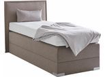 Boxspringbett, beige (dunkelbeige), Liegefläche B/L: 90cm x 200cm, H3, Bonnell-Federkernmatratze, Bettrahmen und seitliche Einfassung Unterbox und Obermatratze: Fein-Strukturstoff (77% Polyester, 23% Viskose).;Spiegelfläche der Matratzen: 100% Polyester, WESTFALIA SCHLAFKOMFORT, Komplettbetten, Boxspringbett