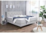 Boxspringbett MAINTAL, grau (hellgrau), Liegefläche B/L: 160cm x 200cm, H3, Bonnell-Federkernmatratze, Topperbezug Microfaser aus 100% Polyester;Bezug der Spiegelfläche Matratzendrell aus 100% Polyester;Strukturstoff-Bezug (100% Polyester), Komplettbetten, Boxspringbett