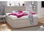 Boxspringbett, beige (dunkelbeige), Liegefläche B/L: 140cm x 200cm, H2 + H2, Bonnell-Federkernmatratze, Bettrahmen und seitliche Einfassung Unterbox und Obermatratze: Fein-Strukturstoff (77% Polyester, 23% Viskose).;Spiegelfläche der Matratzen: 100% Polyester, WESTFALIA SCHLAFKOMFORT, Komplettbetten, Boxspringbett
