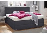 Boxspringbett, grau (anthrazit), Liegefläche B/L: 180cm x 200cm, H2 + H2, Bonnell-Federkernmatratze, Bettrahmen und seitliche Einfassung Unterbox und Obermatratze: Fein-Strukturstoff (77% Polyester, 23% Viskose).;Spiegelfläche der Matratzen: 100% Polyester, WESTFALIA SCHLAFKOMFORT, Komplettbetten, Boxspringbett