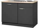 Spülenschrank WIHO KÜCHEN "Michigan", grau (front und korpus: anthrazit, arbeitsplatte: sonoma eiche), B:110cm H:85cm T:60cm, Schränke, Spülenschrank