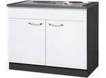 Spülenschrank WIHO KÜCHEN "Michigan", weiss (front: weiß, korpus: anthrazit, arbeitsplatte: granit grau), B:100cm H:85cm T:60cm, Schränke, Spülenschrank