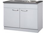 Spülenschrank WIHO KÜCHEN "Michigan", grau (front und korpus: steel grau, arbeitsplatte: granit grau), B:100cm H:85cm T:60cm, Schränke, Spülenschrank