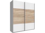 Schwebetürenschrank WIMEX "Easy", weiß (weiß, struktureichefarben hell), B:135cm H:210cm T:65cm, Schränke, Schwebetürenschrank