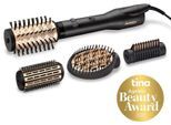 BaByliss Warmluftbürste AS970E Big Hair Luxe, rotierender Heißluftstyler mit 4 Aufsätzen, goldfarben|schwarz