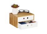 relaxdays Schreibtischaufsatz Schreibtisch Organizer 2 Schubladen