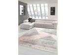 Teppich Moderner Teppich Wohnzimmer abstraktes Muster gestreift grau rosa grün