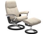 Stressless® Relaxsessel »Consul«, (Set, Relaxsessel mit Hocker), mit Hocker, mit Signature Base, Größe S, Gestell Schwarz