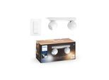 Philips Hue Buckram Double Spotlight - White - With Dimmer Switch