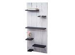 Wandregal MCW-C65, Wandpaneel Holzregal Regal, 6 Ebenen 110x50x14cm Massivholz Vintage ~ weiß/dunkelgrau shabby