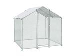 Juskys Freilaufgehege 2x2x2m aus Metall - Freigehege begehbar mit 4 m² Lauffläche, Tür & Riegel