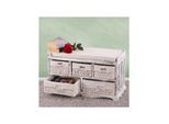 Kommode und Sitzbank mit 5 Schubladen, 45x77x36cm, Shabby-Look, Shabby Vintage ~ weiß