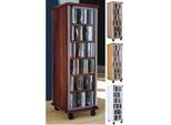 VCM CD Regal Holz CD Schrank mit ESG-Sicherheitsglastüren für 204 CDs oder 72 DVDs Maße: H. 98 x B. 31 x T. 35 cm Elegantes DVD Regal mit Rollen Blu ray Regal CD Regal - Valenza