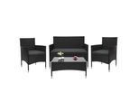 Poly-Rattan Garnitur MCW-F55, Balkon-/Garten-/Lounge-Set Sofa Sitzgruppe ~ schwarz, Kissen dunkelgrau