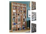 VCM Holzregal stehend platzsparender CD-Schrank für 1080 CDs oder 504 DVDs Maße: H. 181 x B. 102 x T. 23 cm Elegantes DVD Regal stehend Blu-Ray Regal CD Regal Megosa XL