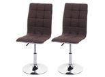 2er-Set Esszimmerstuhl MCW-C41, Stuhl Küchenstuhl, höhenverstellbar drehbar, Stoff/Textil MVG ~ braun