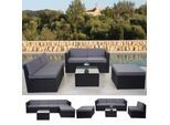Poly-Rattan-Garnitur MCW-D24, Garten-/Lounge-Set Sofa ~ anthrazit, Polster grau