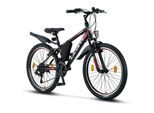 Licorne Bike Guide Premium Mountainbike in 20, 24 und 26 Zoll - Fahrrad für Mädchen, Jungen, Herren und Damen - Shimano 21 Gang-Schaltung, Kinderfahrrad, Kinder Farbe:Schwarz/Rot/Grau;Zoll:24