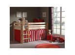 Vipack Spielbett Pino mit Textilset "Zirkus", Kiefer massiv natur lackiert