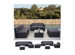 Poly-Rattan-Garnitur MCW-D24, Garten-/Lounge-Set Sofa ~ anthrazit, Polster dunkelgrau