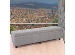 Aufbewahrungs-Truhe Kriens XXL, Sitzbank Bank, Stoff/Textil, 45x180x45cm ~ Schriftzug, creme