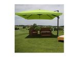 Gastronomie-Ampelschirm MCW-A96, Sonnenschirm, 3x3m (Ø4,24m) Polyester/Alu 23kg ~ Flap, grün ohne Ständer, drehbar