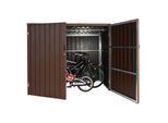 WPC-Fahrradgarage MCW-J29, Geräteschuppen Fahrradbox, Metall Holzoptik abschließbar ~ 4 Räder 172x213x160cm braun
