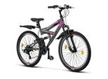 Licorne Bike Strong V Premium Mountainbike in 24 und 26 Zoll - Fahrrad für Jungen, Mädchen, Damen und Herren - Shimano 21 Gang-Schaltung - Vollfederung