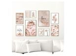 homestyle-accessoires Poster Bilder Set Wandbilder LOVE MAKES A HOUSE A HOME DIN A3/A4/A5, (10 St), Ohne Bilderrahmen