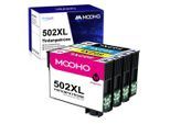 MOOHO 4er Pack Ersatz für EPSON 502 XL XP-5150 XP-5155 WF-2880 WF-2865 Tintenpatrone (4-tlg), bunt|gelb|schwarz