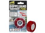 UHU TRANSPARENT doppelseitiges Klebeband 19,0 mm x 1,5 m, 1 Rolle